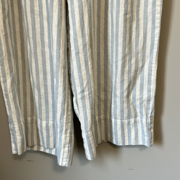 MADEWELL Tie Waist Huston Pull On Crop Pants Wide Leg Stripe Blue White Sz M - Picture 8 of 14